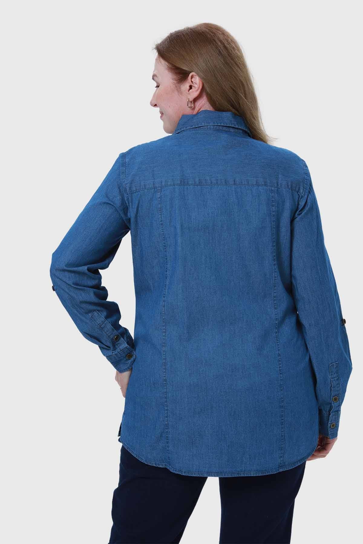 Blusa Mujer Roll Up Azul