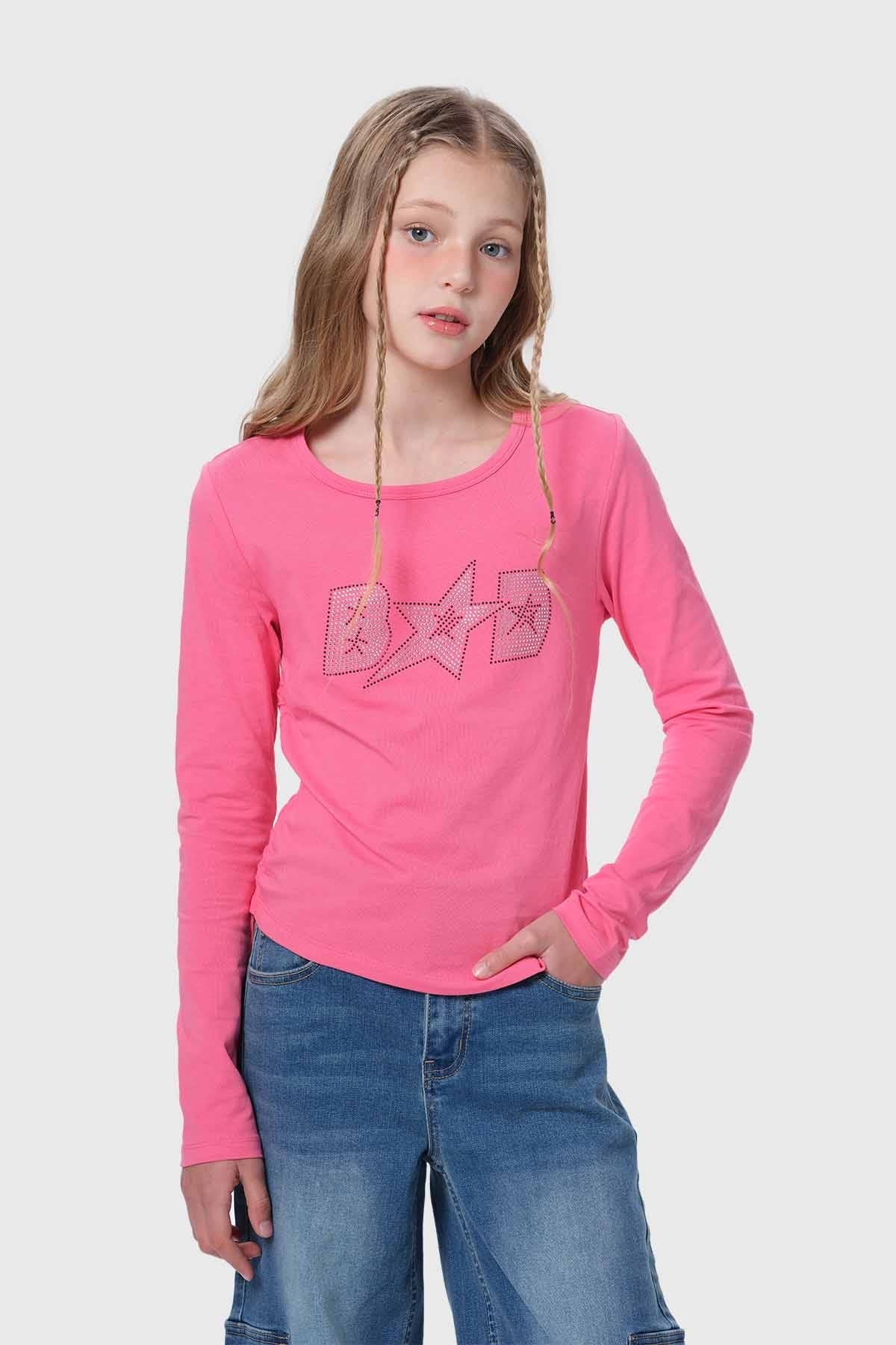 POLERA NIÑA CON NUDO RECOGIDO ROSADO