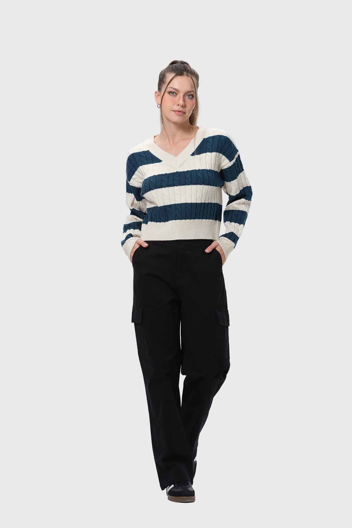 Sweater Mujer Rayas Verde