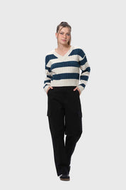 Sweater Mujer Rayas Verde