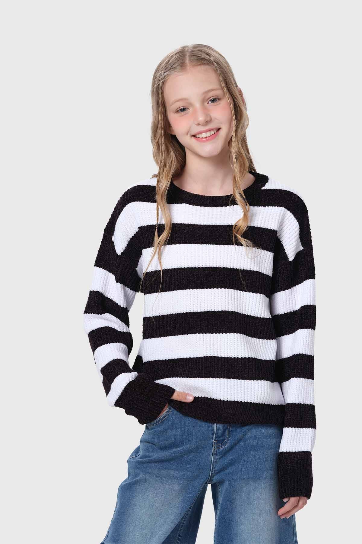 Sweater Niña Rayas Negro