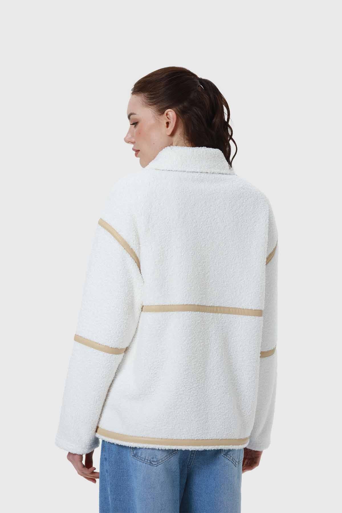 POLAR MUJER TIPO CHAQUETA LISO CRUDO