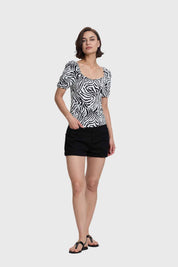 Blusa Mujer Manga Globo Panal Espalda Blanco