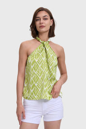Blusa Mujer Escote Drapeado Verde