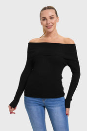 Sweater Mujer Bardot Negro
