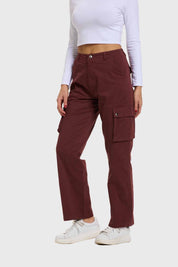 Pantalón Mujer Cargo Gabardina Café