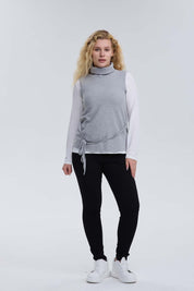 Sweater Mujer Con Amarra Gris