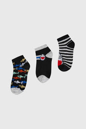 Calceta Deportiva Niño Tripack Ra Negro