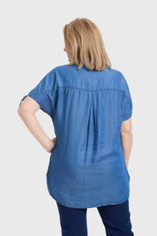 Blusa Mujer Con Ajustador Azul