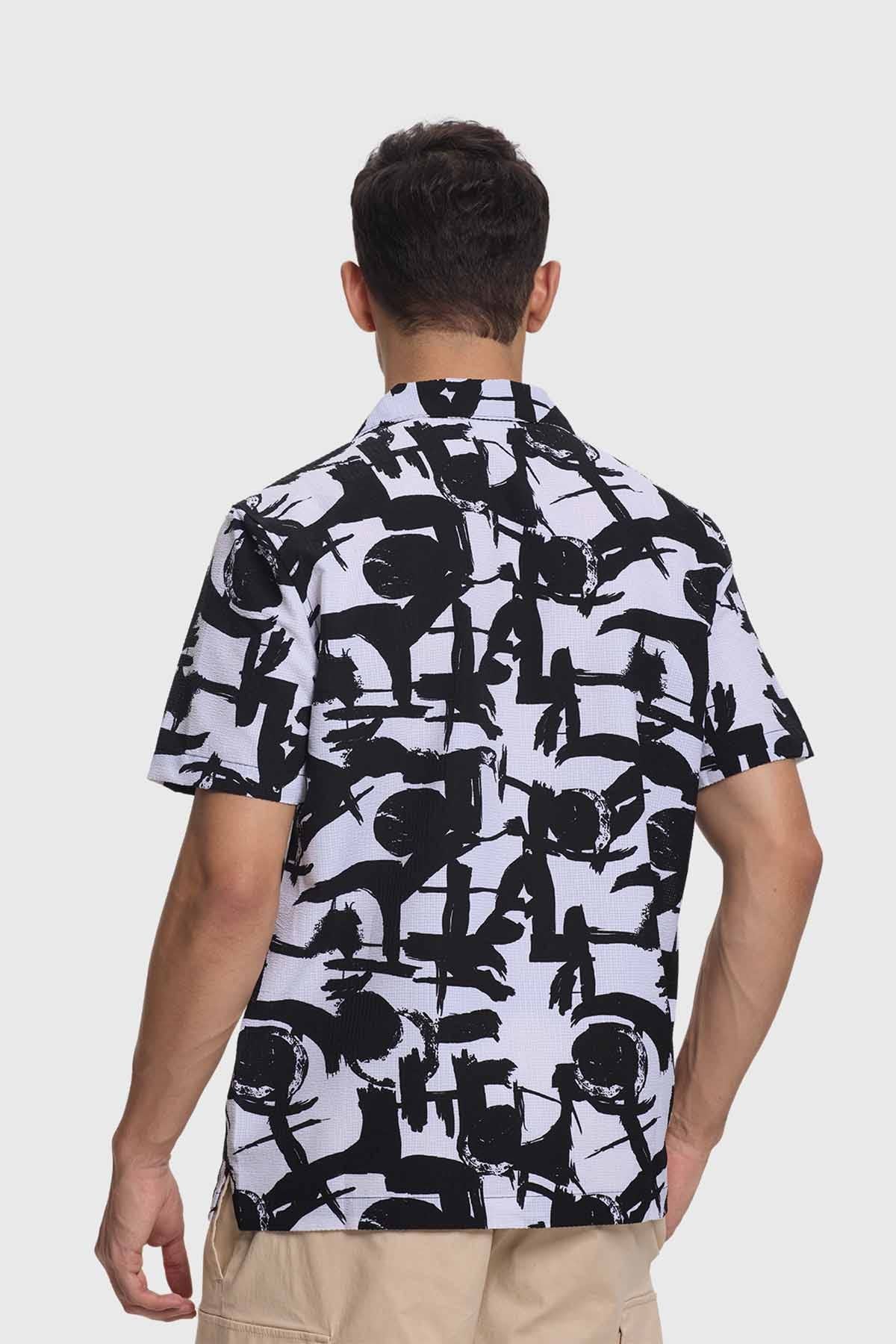 Camisa Hombre Guayabera Print Blanco
