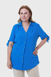 Blusa Mujer Aplicación Amarra Azul