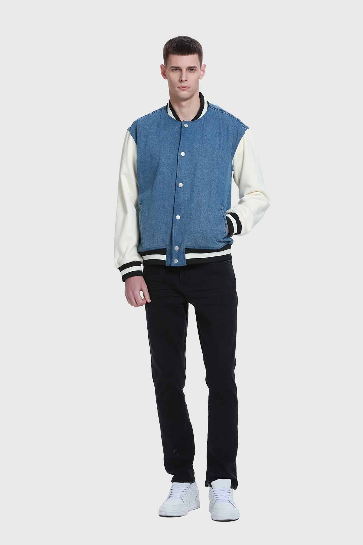 CHAQUETA HOMBRE CON APLICACIÓN JERSEY AZUL