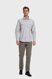 Camisa Hombre Doble Bolsillo Gris