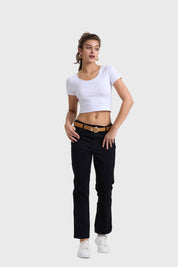 PANTALÓN MUJER SEMI RECTO GABARDINA PUSHUP NEGRO