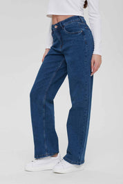 Jeans Mujer Wide Leg Wide Leg Azul