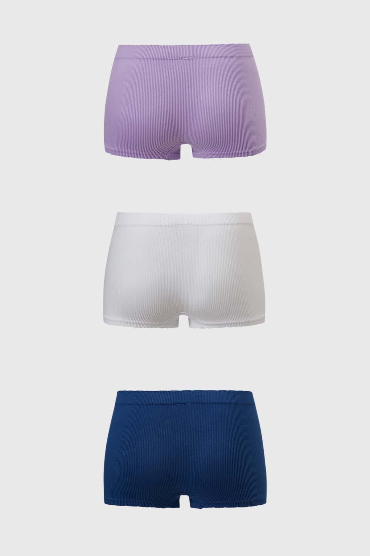 Calzón Mujer Short Tripack Rib Lila
