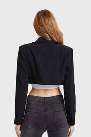 Blazer Mujer Hebillas Crop Negro