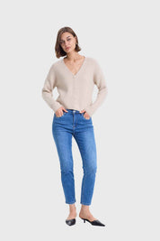 Sweater Mujer Abotonado Crema