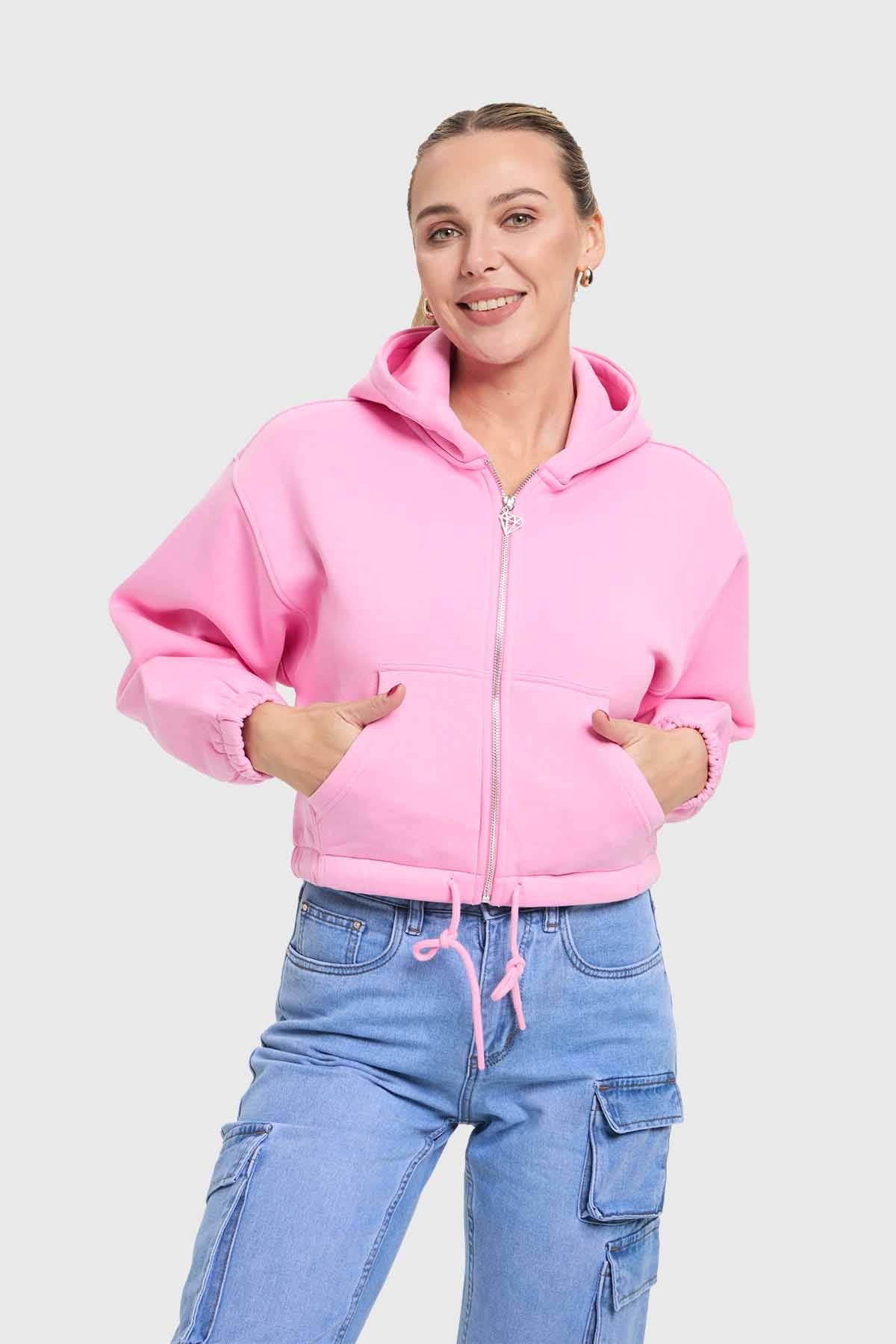 Polerón Mujer Crop Rosado
