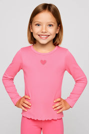 Polera Niña Rib Cut Rosado