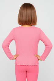 Polera Niña Rib Cut Rosado