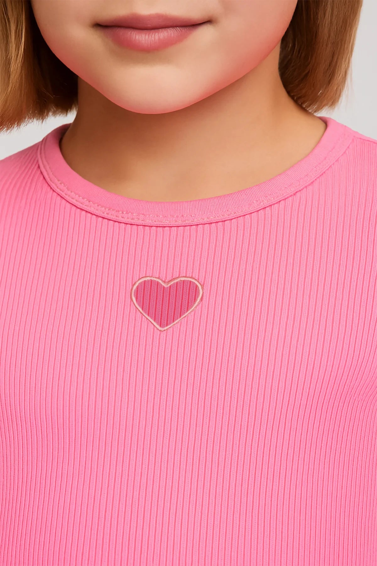 Polera Niña Rib Cut Rosado