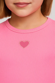 Polera Niña Rib Cut Rosado