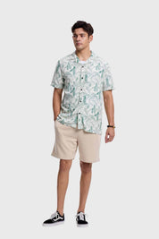 Camisa Hombre Diseño Tropical Beige