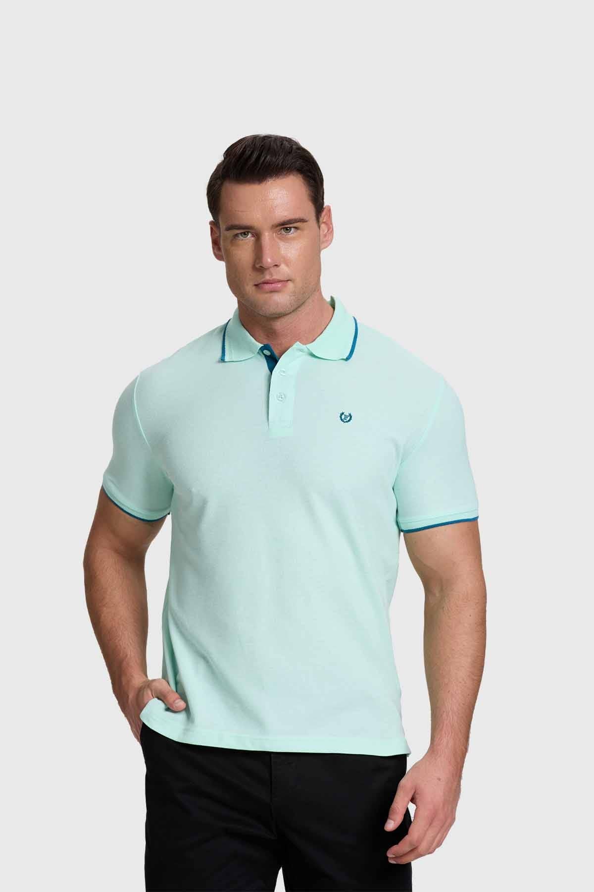 Polera Hombre Piqué Básica Aqua