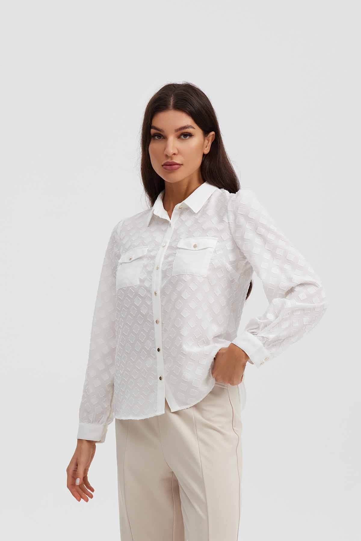 Blusa Mujer Abotónada Crudo
