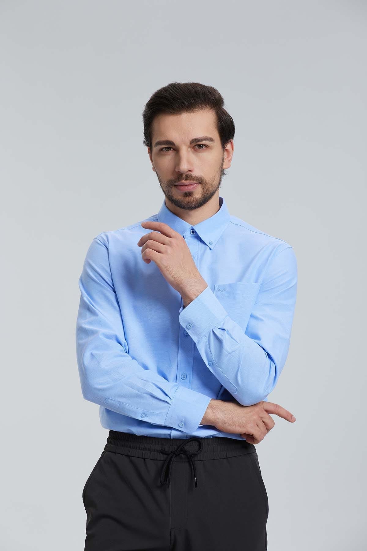 Camisa Oxford Celeste