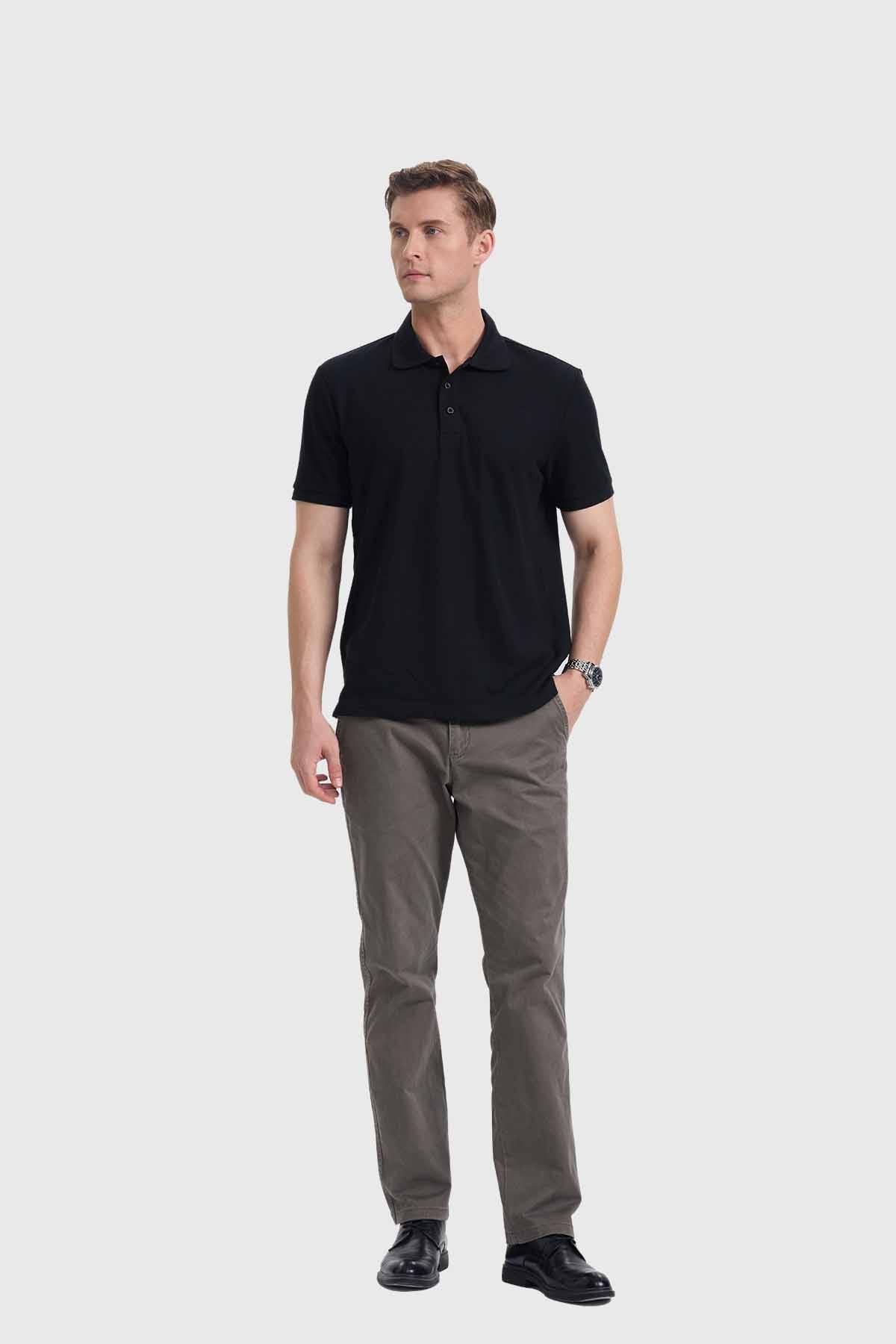 Polera Hombre Piqué Básica Negro