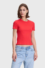 Polera Mujer Rip Crop Rojo