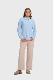 Blusa Mujer Aplicación Perlas Canes Celeste
