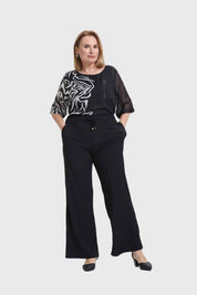 Pantalón Mujer Recto Y Cintura Elástica Beige
