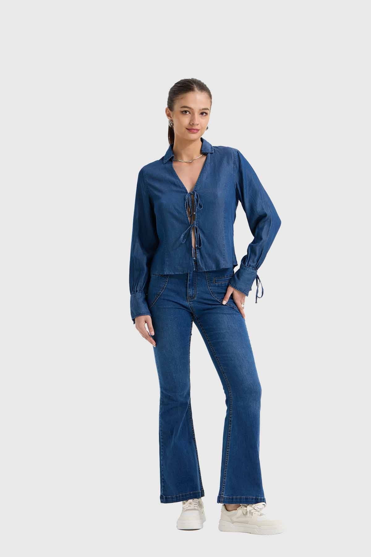 Blusa Mujer Clásica Azul