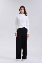 Pantalón Mujer Sastrero Aplicación 3 Botones Negro