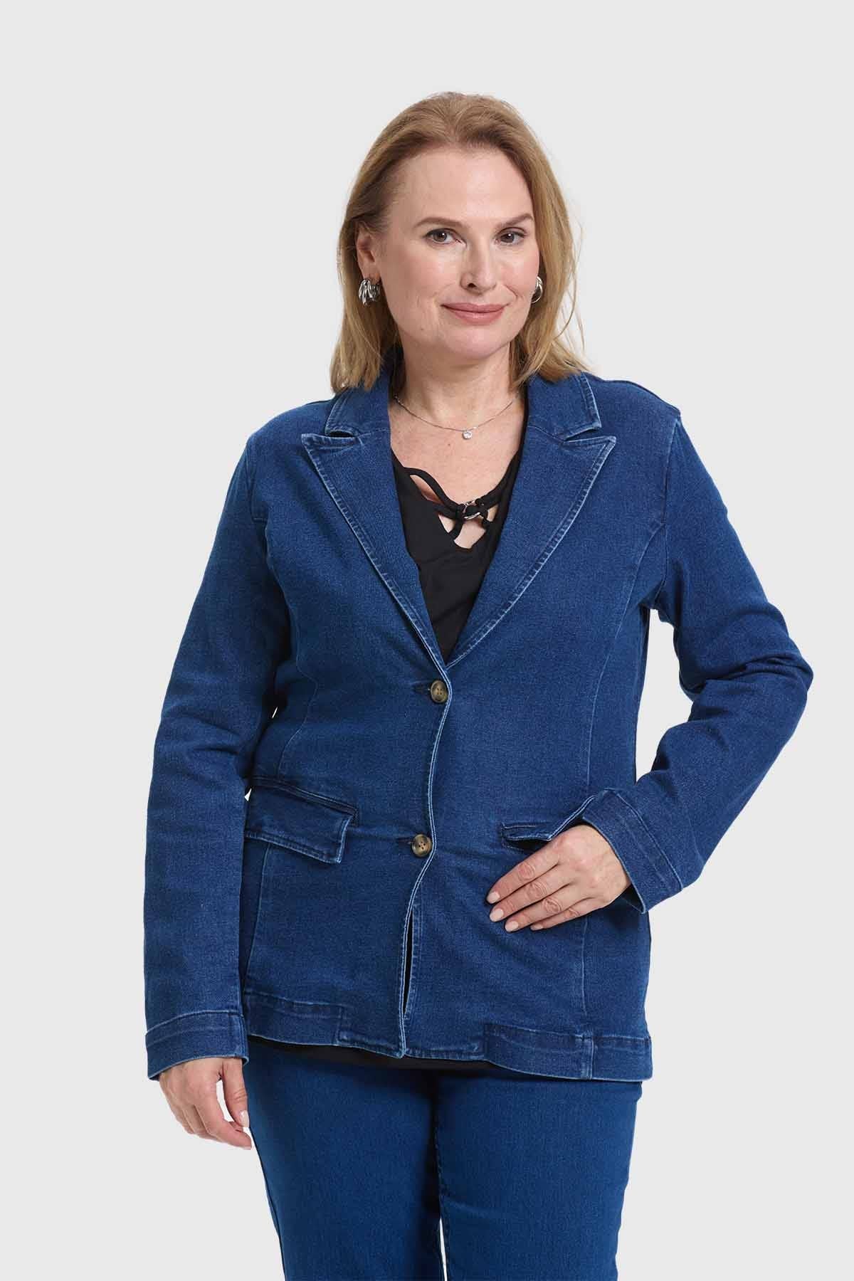 Blazer Mujer Abotonado Azul