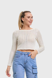 Polera Mujer Tejida Crudo
