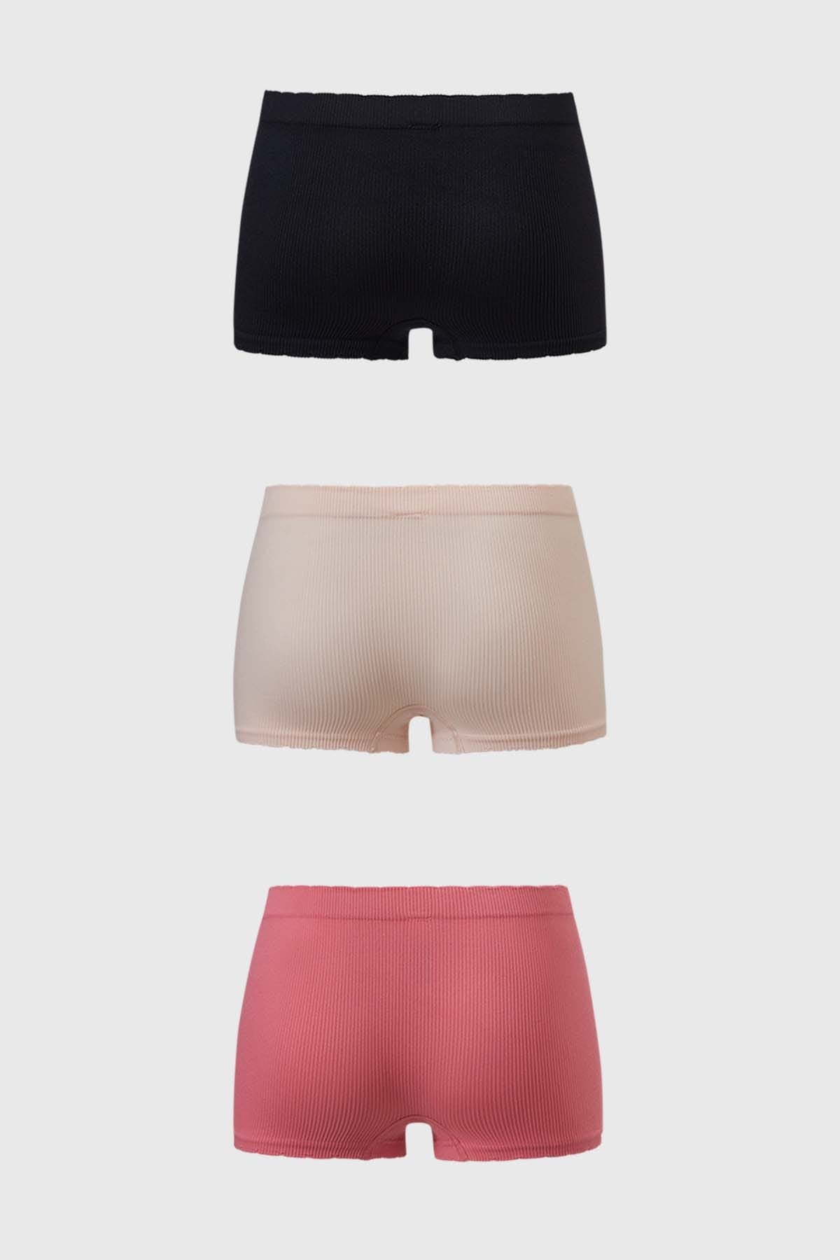 Calzón Mujer Short Tripack Rib Palo Rosa