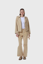Pantalón Mujer Flare Push Cotelé Beige