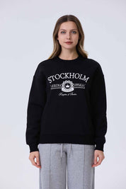 Polerón Mujer Oversize Print Negro