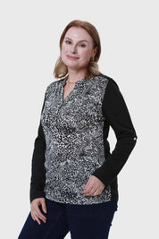 Polera Mujer Cuello Abotonado Negro