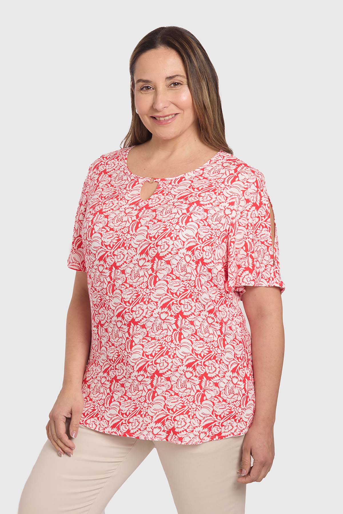 Blusa Mujer Estampada Crudo