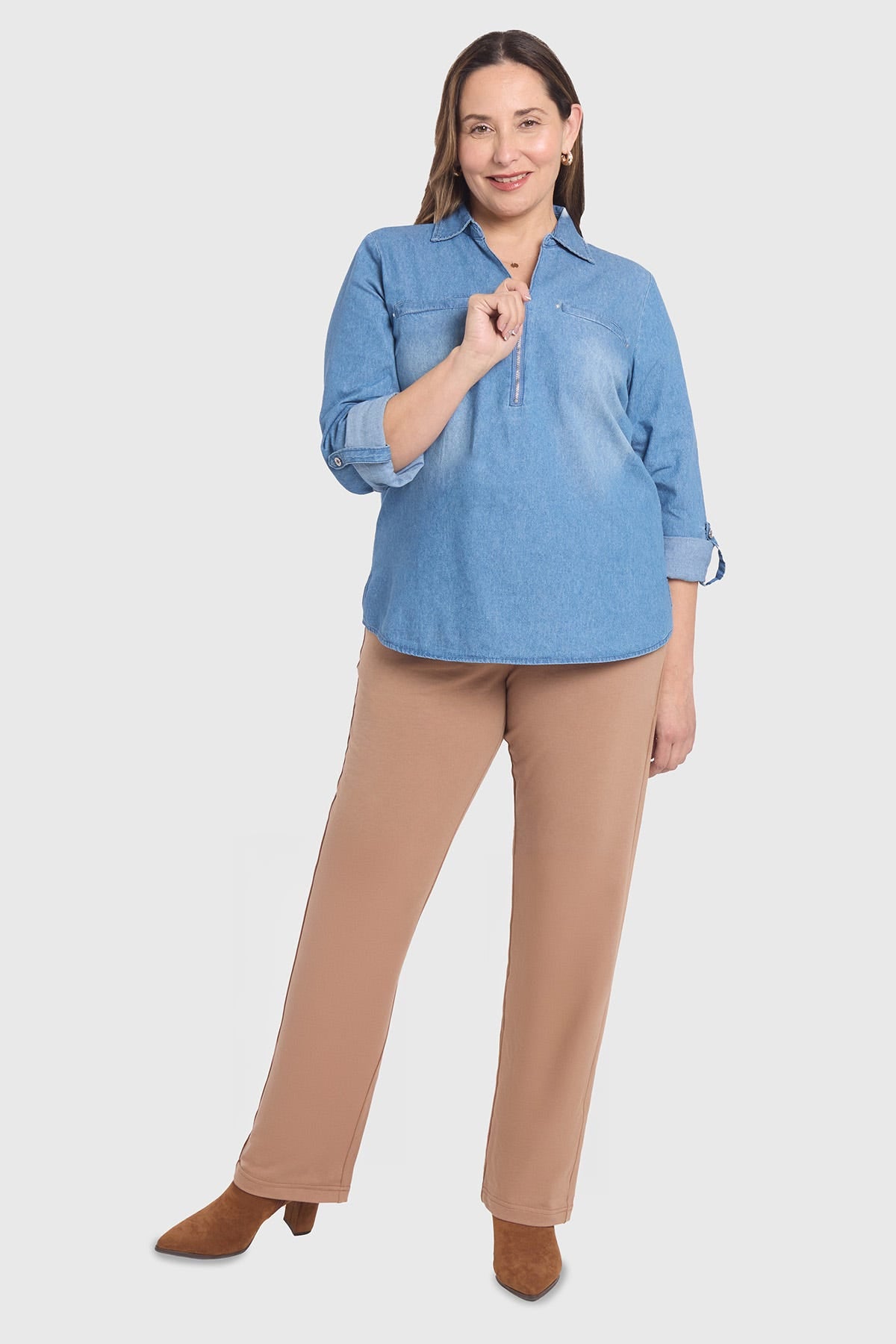 Blusa Mujer Con Tachas Bolsillo Azul
