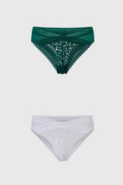 Calzón Mujer Bikini Bipack Detalle Pretina Verde