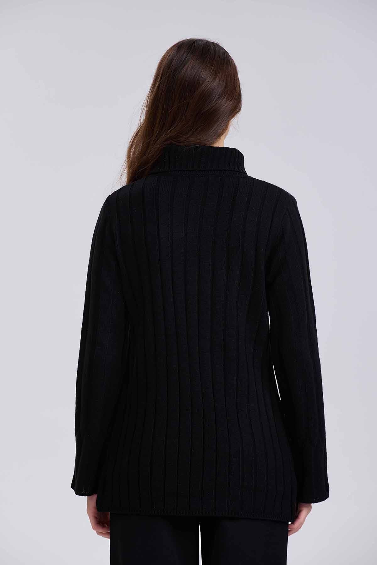 Sweater Mujer Botones Negro