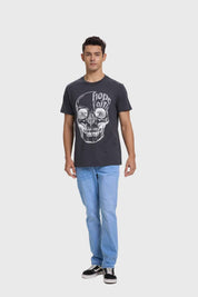 Polera Hombre Print Skull Marengo