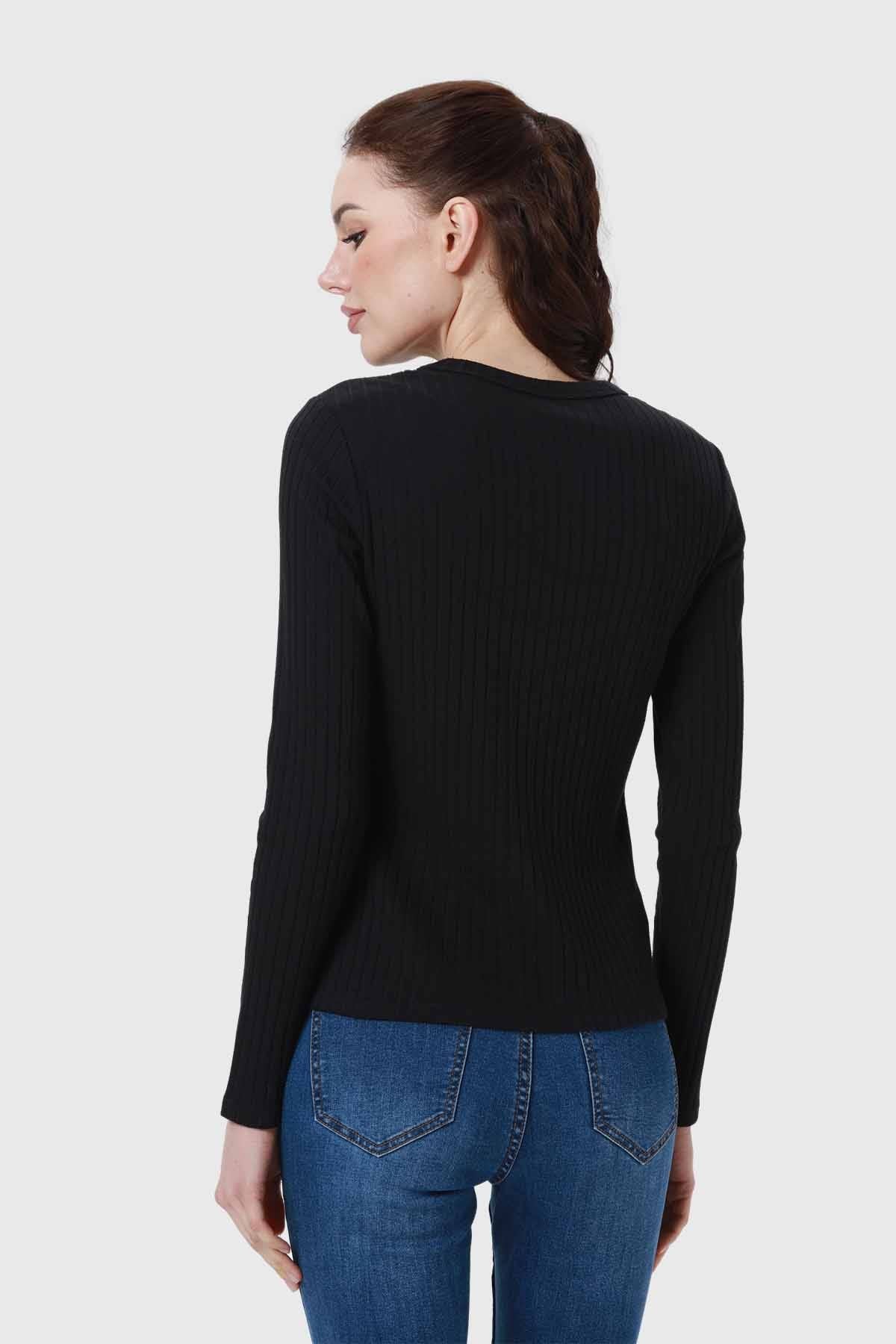 Polera Mujer Rib Negro