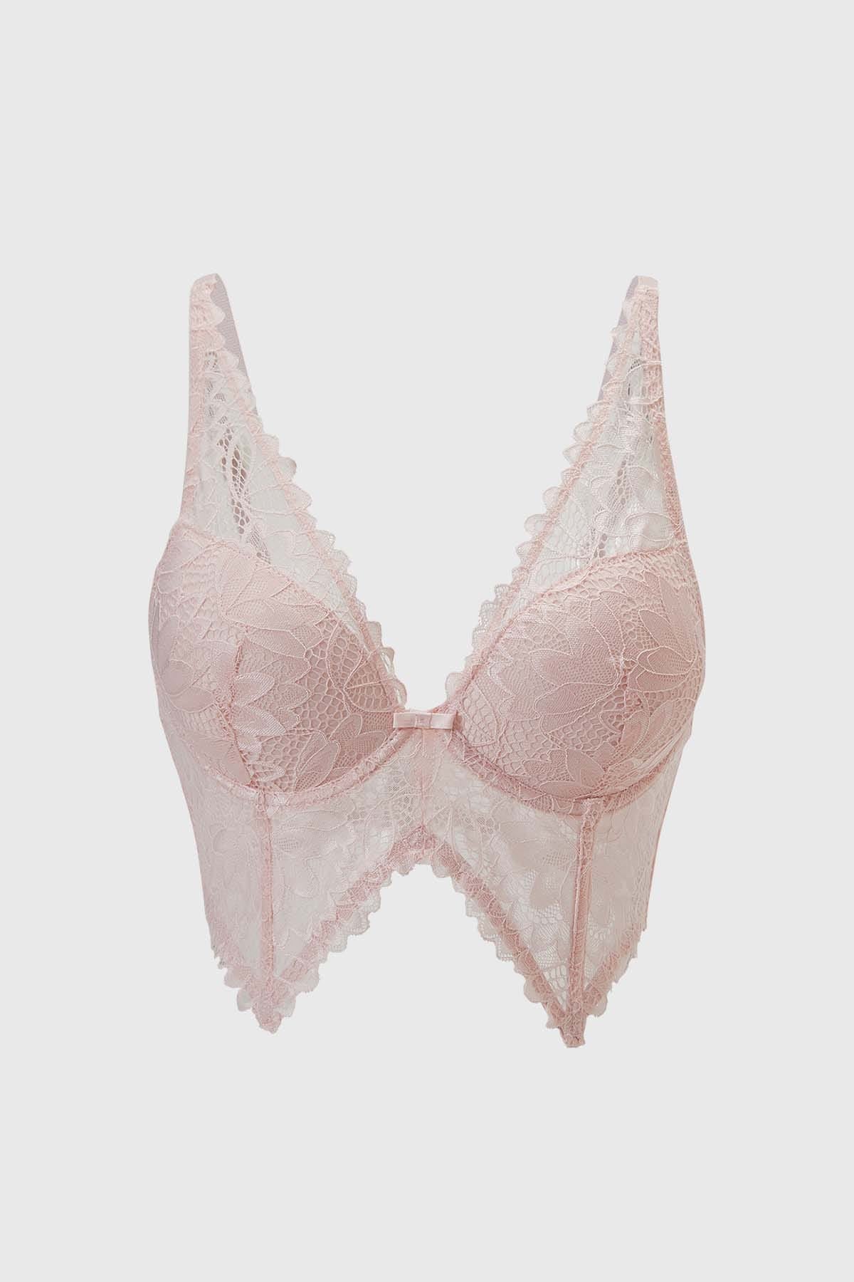 Sostén Mujer Bralette Copa Encaje Palo Rosa